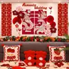 Set de Decoración de Habitación de Boda para la Sala de Estar, Decoración de Pared de Fondo de Sofá para Casa Nueva, Set Completo con Palabras Felices y Diseños de Dragón y Fénix para los Novios