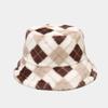 Otoño/Invierno 2022 Nuevo Sombrero de Pescador Grueso Cálido de Cuadros de Color Contrastante Protector Solar Cortavientos para Exteriores Sombrero de Cubeta Sombrero de Red para Redes Sociales