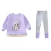 Nuevo Conjunto Dulce de Dos Piezas para Niñas Otoño 2026: Sudadera con Estampado de Pony y Encaje y Leggings Elásticos de Corte Ajustado