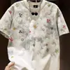 Moda Tie-Dye al por mayor transfronteriza de alta gama con cuello redondo, nuevo estilo de verano, manga corta, marca de lujo ligero de moda, camiseta holgada para hombre