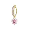 Colgante de Corazón con Zirconia Rosa Incrustada de Cobre Cruzado Hebilla de Ombligo con Piedra de Circonio Incrustada Anillo de Ombligo Stud de Ombligo Estilo Chica Caliente Accesorio de Body Piercing
