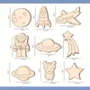 Recorte de Madera Sin Pulir de Astronauta Astillas de Madera Manualidades Decoración de Halloween Navidad Adornos DIY para Niños