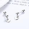 Aretes de circonita de amor plata 925 simples ins aretes de cuentas redondas diseño de nicho patrón de tornillo aretes de tapa de rosca joyería