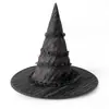 Novo Chapéu de Bruxa de Halloween Festa Renda Franzida Chapéu de Mago Adereços de Fantasia Chapéu de Bruxa de Renda Preta