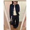 Cárdigan de Punto Retro Azul Marino Universitario con Lunares de un Solo Botón para Mujer, Suéter Superior Suave y Acogedor para Primavera y Otoño, Suéter Exterior Estilo Oficina