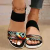 Sandalias de Talla Grande Transfronterizas para Mujer Comercio Exterior Suela Plana Boca de Pez Correa de una Sola Tira Sandalias Romanas Elásticas Estilo 2025 Cuña Verano Suela Gruesa