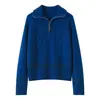 Nuevo suéter de cachemira para mujer de punto de ochos de siete agujas para otoño e invierno con patrón trenzado, cuello alto, media cremallera, cálido para otoño e invierno