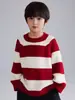 Suéter para Irmãos, Roupa Infantil de Natal, Jaqueta de Bebê Vermelha Tricotada Versátil, Blusa Grossa de Ano Novo para Irmão e Irmã, Gola Redonda