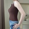 Novo Top Básico Slim-fit Feminino Traceless Beauty Cobertura Traseira Paramilis Alça Larga Fixa Bojo Inteiriço Uso Interno Uso Externo