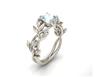Anillo de compromiso de princesa europeo y americano de venta caliente con hoja de olivo, anillo de diamante y circón azul, joyería al por mayor