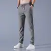 Pantalones de Seda de Hielo para Hombre Verano Delgados Casual de Negocios Elásticos Transpirables Pierna Recta Tallas Grandes Pantalones de Seda de Hielo para Hombre Verano Delgados