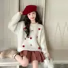 Suéter Blanco de Invierno para Niñas 2025 Nuevo Estilo para Niñas Mayores, Engrosado y Cálido con Lazo y Pompón, Tejido de Punto Navideño de Moda