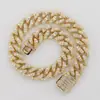 Corrente Cubanana em Forma de T com Zircônia Micro-Incrustada de Cobre 20mm Estilo Hip-Hop Europeu e Americano Fornecimento Direto do Fabricante