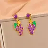 Moda Nuevo Traje de Frutas Acero Inoxidable Pendientes Colgantes de Uva Morada Color Multi-elemento Collar Grueso Pulsera de Conservación del Color