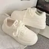 Zapatos Blancos de Suela Gruesa para Mujer, Aumentan la Altura, Caña Baja, Venta Caliente, Nuevo Estilo Primavera Otoño 2026, Suela Suave, Cómodos, Estilo Coreano, Casual, Transpirables, Deportivos