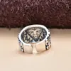 Joias de prata de lei S925 para homens, personalidade dominante, logotipo de flecha, padrão de rattan, anel aberto, anel único, anel do dedo, moda