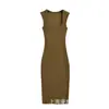 Vestido bodycon de tubo ajustado que revela el busto con amarre para mujer, nuevo estilo de verano 2025, estilo chica picante, color sólido, sin hombros, vestido interior