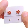 Set de Aretes de Flor de Circonita Roja de Cuatro Piezas, Pendientes de Plata 925 con Aguja de Moda y Lujo Accesible para Mujer, Aretes Pequeños y Exquisitos