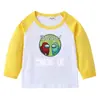 Camiseta infantil de primavera y otoño 2023, nueva camiseta de manga larga con cuello redondo y dibujos animados, camiseta de algodón para bebés y niños.