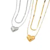 Set de Collar y Pendientes de Corazón de Amor de Acero de Titanio para Mujer, Lujo Ligero, Moda de Alta Gama, Joyería Versátil de Cadena para Clavícula, Artículo Popular Transfronterizo