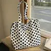 Bolsa de Tecido Estilo Preguiçoso, Estilo Novo Primavera/Verão Transfronteiriço, com Estampa de Bolinhas, Estilosa e Versátil, Bolsa de Ombro para Compras, Bolsa Tote