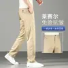 Calça Casual Masculina de Outono de Alta Qualidade Cinza Claro, Corte Reto Solto, Novo Estilo 2026, Versátil para Negócios, Seda de Gelo, Calça Masculina Ultra-Moderna