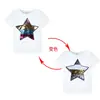 Camiseta de Estilo Coreano para Niños, Top de Verano de Algodón con Dibujos Animados, Lentejuelas Reversibles que Cambian de Color, Manga Corta, Cuello Redondo para Niños y Niñas