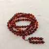 Pulsera Clásica de Ámbar Sanguíneo Birmano de 108 Cuentas Multicírculo de Ámbar Resina para Hombres y Mujeres Rosario Listo para Usar al por Mayor Zen