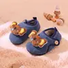 Zapatos de algodón para niños para otoño e invierno, pantuflas de piso para bebé para niñas, pantuflas de felpa cálidas, de dibujos animados, ligeras, con suela suave para niños