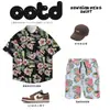 Nueva Menta Mambo Wear Camisa de Flores Hojas de Verano para Hombre Pantalones Cortos Traje Casual de Playa Hawaiana de Moda