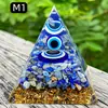 Pirâmide de bola de cristal natural de 8cm Ornamento de mesa de escritório europeu e americano Artesanato de pirâmide de resina para yoga e meditação