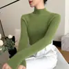 Suéter de cachemira de cuello alto medio sin costuras para mujer, capa base ajustada, suéter interior de punto, tejido adelgazante