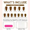 24 Piezas de Uñas Postizas Hechas a Mano de Alta Calidad, Forma de Almendra con Flor 3D Estilo Francés, Bañadas en Oro, Nuevas, Transfronterizas, Al por Mayor
