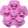 6 personajes de dibujos animados pares Red social Molde de yeso gelatina blanca gelatina para niños muñeco de yeso molde de silicona pastel de limosna