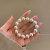 Luz de luna blanca ~ Pulsera de perlas Cuerda para el cabello Niñas Banda de goma para el cabello con lazo de alto sentido Elegante Cuerda para el cabello ins