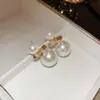 Pendientes de plata con baño de oro real, aguja cuadrada, borla de perla y circonita, pendientes de lujo ligero de alta gama, fabricante de pendientes vintage