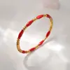 Pulsera de Acero de Titanio con Eslabones de Bambú, Cuentas Redondas con Goteo de Aceite y Cierre, Pulsera con Cierre Galvanizado al Vacío para Conservar el Color, Lujo Ligero