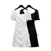 Vestido de Verano 2026 con Mangas Abullonadas para Mujer, Vestido de Estilo Francés para Banquetes, Elegante Falda Corta Irregular de Socialité