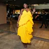 Moda Transfronteriza Femenina Europea y Americana Verano 2026 Nuevo Estilo Sexy y Elegante Vestido sin Tirantes con Escote en V y Volantes en la Espalda Cruzada