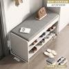 Banqueta para zapatos con almacenamiento para la entrada, Zapatero con asiento, Zapatero integrado con cojín, Banqueta de lujo ligero para el recibidor