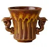 Taza de Té Clásica Marrón-Amarilla Hecha en Horno de Fábrica Taza Maestra de Cerámica Taza de Té Personal Juego de Té Kung Fu Taza de Té Taza Individual