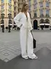 2026 Ropa Europea y Americana Transfronteriza para Mujer Primavera y Otoño Nueva Moda Cárdigan Camisa de Corbata Pantalones Largos Conjunto de Moda Casual Holgado