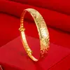 Pulsera chapada al vacío flor dividida pulsera de bendición auspiciosa pulsera popular chapada en oro joyería push-pull suministro para boda venta al por mayor