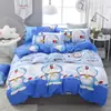 Juego de Ropa de Cama de Algodón con Dibujos de Sábila Fresco y Amigable con la Piel de Cuatro Piezas para Dormitorio de Estudiante Juego de Sábana Individual y Funda de Edredón de Tres Piezas
