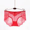 Nova cueca de renda explosiva das mulheres tamanho grande sexy oco malha puro algodão cintura média cuecas femininas