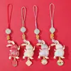 Lindo Llavero de Conejo Corredor de Brocado de Canción, Colgante de Broche Estilo Chino Hanfu Cheongsam, Adorno Pequeño para el Festival de Medio Otoño, Venta al por Mayor
