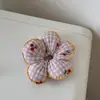 Goma para el pelo de encaje con flor de cerezo fresca rosa para mujer, Diadema grande de doble capa dulce y linda