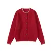 Suéter Cardigan Retro Perezoso de Punto Trenzado para Hombre Otoño/Invierno Bloque de Color Cuello Redondo Tejido