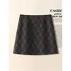 Falda de cuadros para mujer, nuevo estilo primavera y otoño, de cintura alta, línea A, adelgazante, rejuvenecedora y que realza la figura, falda corta