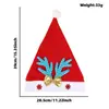 Sombrero de Navidad con Cuernos de Brillo para Adultos, Lazo, Copo de Nieve, Sombrero de Terciopelo Rojo, Regalo de Navidad, Sombrero de Reno de Dibujos Animados con Cuernos